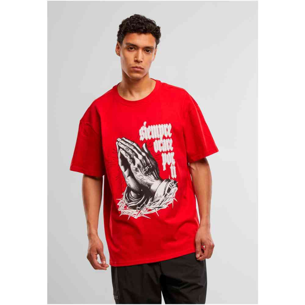 MJ GONZALES - Heavy Oversized Pray For You Heren Tshirt - Rood